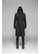 Fake Two-Piece Front Chest Metal Retro Button Splice Leather Flare Cuff Black Punk Mid Coat