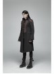 Fake Two-Piece Front Chest Metal Retro Button Splice Leather Flare Cuff Black Punk Mid Coat