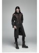 Fake Two-Piece Front Chest Metal Retro Button Splice Leather Flare Cuff Black Punk Mid Coat