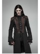 Fake Two-Piece Front Chest Metal Retro Button Splice Leather Flare Cuff Black Punk Mid Coat