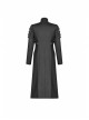 Stand-Up Collar Splice Leather Armor Shape Sleeve Metal Buckle Strap Black Punk Long Coat
