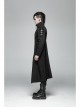 Stand-Up Collar Splice Leather Armor Shape Sleeve Metal Buckle Strap Black Punk Long Coat