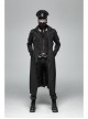 Stand-Up Collar Splice Leather Armor Shape Sleeve Metal Buckle Strap Black Punk Long Coat