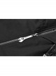 Stand-Up Collar Splice Leather Armor Shape Sleeve Metal Buckle Strap Black Punk Long Coat