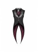 Dark Pattern Jacquard Metal Retro Button Back Waist Lace-Up Swallow Tail Hem Black Gothic Vest