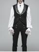 Dark Pattern Jacquard Metal Retro Button Back Waist Lace-Up Swallow Tail Hem Black Gothic Vest
