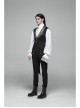 Dark Pattern Jacquard Metal Retro Button Back Waist Lace-Up Swallow Tail Hem Black Gothic Vest