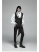 Dark Pattern Jacquard Metal Retro Button Back Waist Lace-Up Swallow Tail Hem Black Gothic Vest