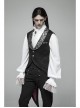 Dark Pattern Jacquard Metal Retro Button Back Waist Lace-Up Swallow Tail Hem Black Gothic Vest