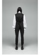 Dark Pattern Jacquard Metal Retro Button Back Waist Lace-Up Swallow Tail Hem Black Gothic Vest