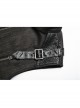 Stand-Up Collar Front Metal Zipper Shoulder Metal Buckle Leather Loop Black Punk Vest