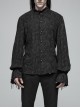 High Collar Metal Retro Button Lantern Sleeve Burrs Cuff Black Gothic Printing Shirt