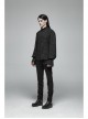 High Collar Metal Retro Button Lantern Sleeve Burrs Cuff Black Gothic Printing Shirt