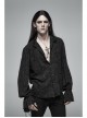 High Collar Metal Retro Button Lantern Sleeve Burrs Cuff Black Gothic Printing Shirt