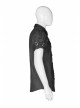 Metal Retro Button Splice Hand Rub Leather Shoulder Metal Ring Strap Black Punk Denim Short Sleeve Shirt