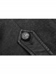 Metal Retro Button Splice Hand Rub Leather Shoulder Metal Ring Strap Black Punk Denim Short Sleeve Shirt