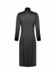 Fake Two-Piece Stand-Up Collar Front Chest Button Swallowtail Hem Black Gothic Pattern Jacquard Splice Weft Velveteen Coat