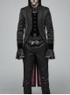 Fake Two-Piece Stand-Up Collar Front Chest Button Swallowtail Hem Black Gothic Pattern Jacquard Splice Weft Velveteen Coat