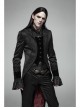 Fake Two-Piece Stand-Up Collar Front Chest Button Swallowtail Hem Black Gothic Pattern Jacquard Splice Weft Velveteen Coat