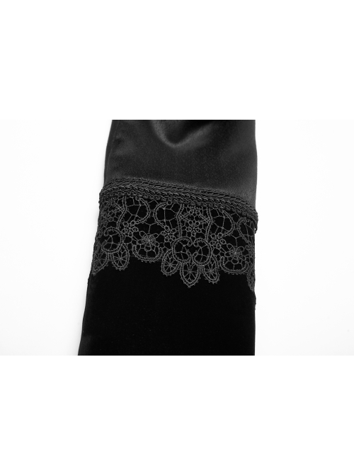 Fake Two-Piece Stand-Up Collar Front Chest Button Swallowtail Hem Black Gothic Pattern Jacquard Splice Weft Velveteen Coat