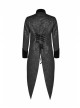 Black Jacquard Stand-Up Collar Front Button Back Waist Lace-Up Swallow Tail Hem Black Gothic Coat