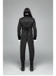 Black Jacquard Stand-Up Collar Front Button Back Waist Lace-Up Swallow Tail Hem Black Gothic Coat