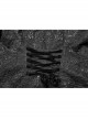 Black Jacquard Stand-Up Collar Front Button Back Waist Lace-Up Swallow Tail Hem Black Gothic Coat