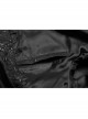 Black Jacquard Stand-Up Collar Front Button Back Waist Lace-Up Swallow Tail Hem Black Gothic Coat