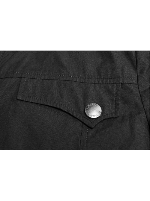 Metal Button Shoulder Metal Eyelets Leather Loop Black Punk Short Sleeve Shirt