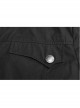Metal Button Shoulder Metal Eyelets Leather Loop Black Punk Short Sleeve Shirt