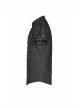 Metal Button Shoulder Metal Eyelets Leather Loop Black Punk Short Sleeve Shirt