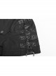 Metal Button Shoulder Metal Eyelets Leather Loop Black Punk Short Sleeve Shirt