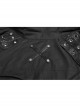 Metal Button Shoulder Metal Eyelets Leather Loop Black Punk Short Sleeve Shirt