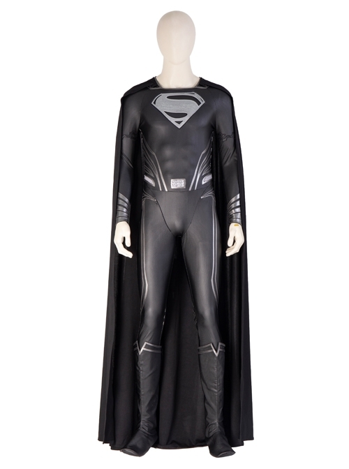 Zack Snyder's Justice League Superman Clark Kent Black Battle Suit Halloween Cosplay Costume Full Set
