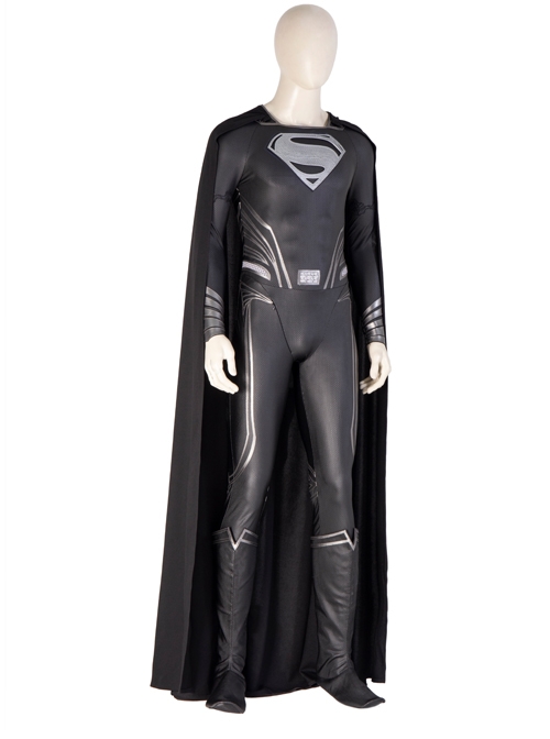 Zack Snyder's Justice League Superman Clark Kent Black Battle Suit Halloween Cosplay Costume Full Set
