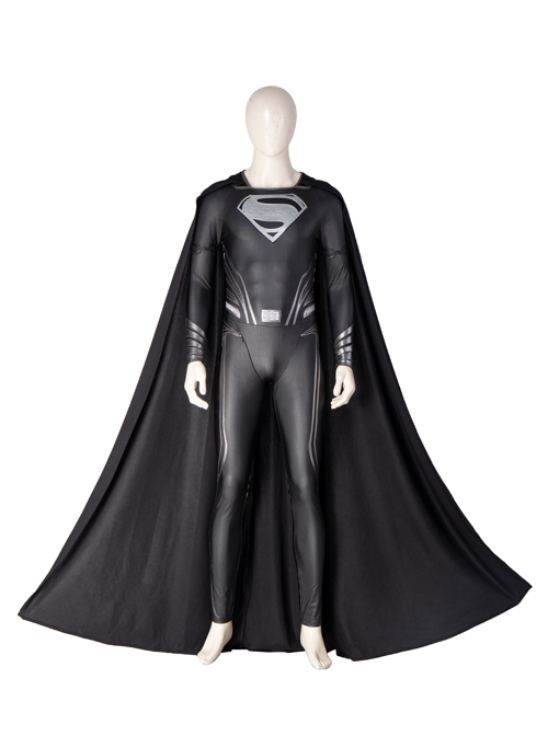 Zack Snyder's Justice League Superman Clark Kent Black Battle Suit Halloween Cosplay Costume Full Set