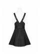 Steam Punk Female Black High Waist Metal Zipper Strap Dress
