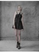 Steam Punk Female Black High Waist Metal Zipper Strap Dress