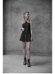 Steam Punk Female Black High Waist Metal Zipper Strap Dress