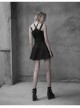 Steam Punk Female Black High Waist Metal Zipper Strap Dress