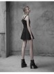 Steam Punk Female Black High Waist Metal Zipper Strap Dress