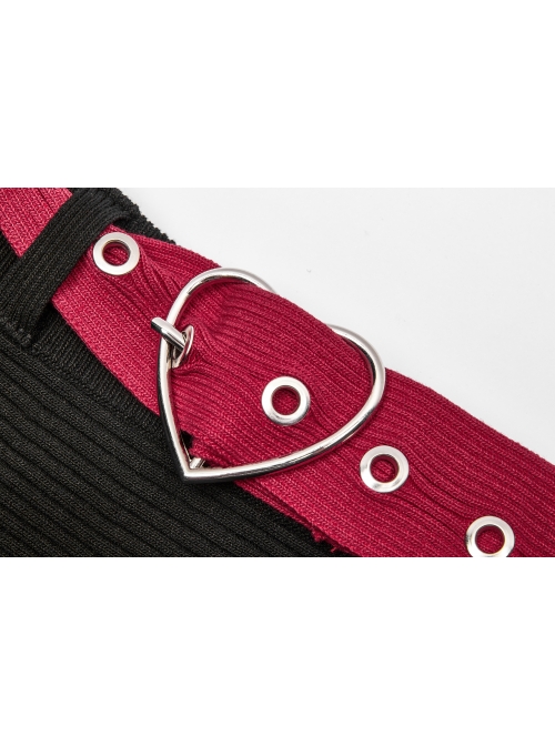 Steam Punk Female Elastic Woolen Red Belt High Waist Skirt