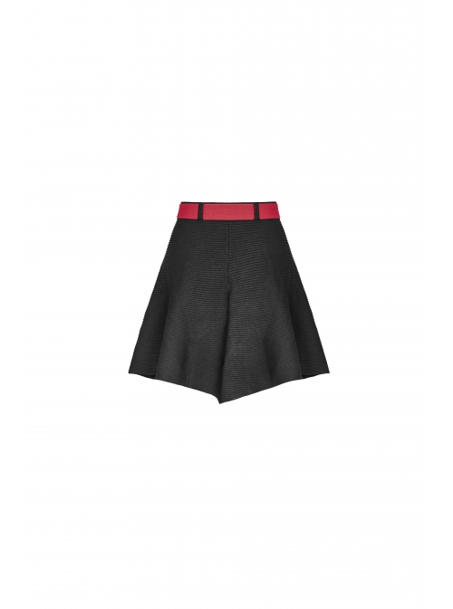Steam Punk Female Elastic Woolen Red Belt High Waist Skirt