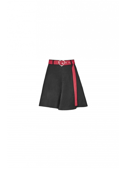 Steam Punk Female Elastic Woolen Red Belt High Waist Skirt
