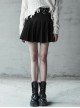 Steam Punk Female Casual Black Metal Buckle Pleated Skirt