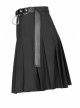 Steam Punk Female Casual Black Metal Buckle Pleated Skirt