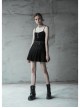 Steam Punk Female Casual Black Metal Buckle Pleated Skirt