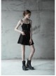 Steam Punk Female Casual Black Metal Buckle Pleated Skirt