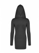 Gothic Female Black Elastic Heart Hollow Skinny Hooded Dress