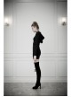 Gothic Female Black Elastic Heart Hollow Skinny Hooded Dress